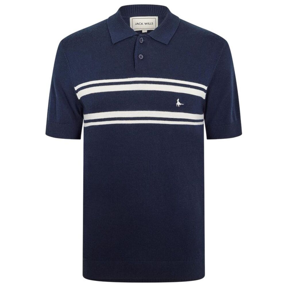 Jack Wills Mens Ribbed Polo Shirt / Navy